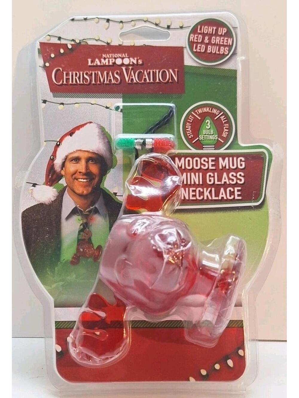 NEW National Lampoons Christmas Vacation Moose Mug Mini Glass Necklace Lights Up